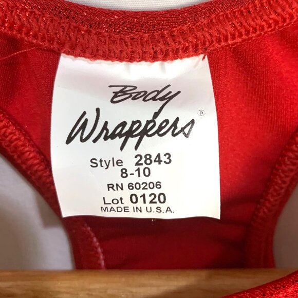 Body Wrappers Girls Cheer Dance Red Silver Blue Metallic Racerback Top L 8-10 - Picture 4 of 7